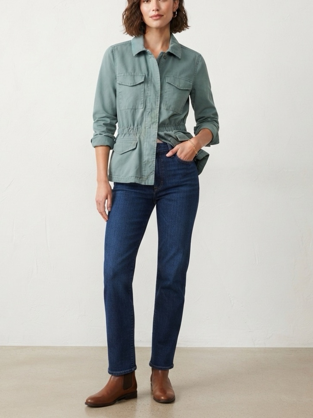 LOFT Olive Green Drawstring Utility Jacket